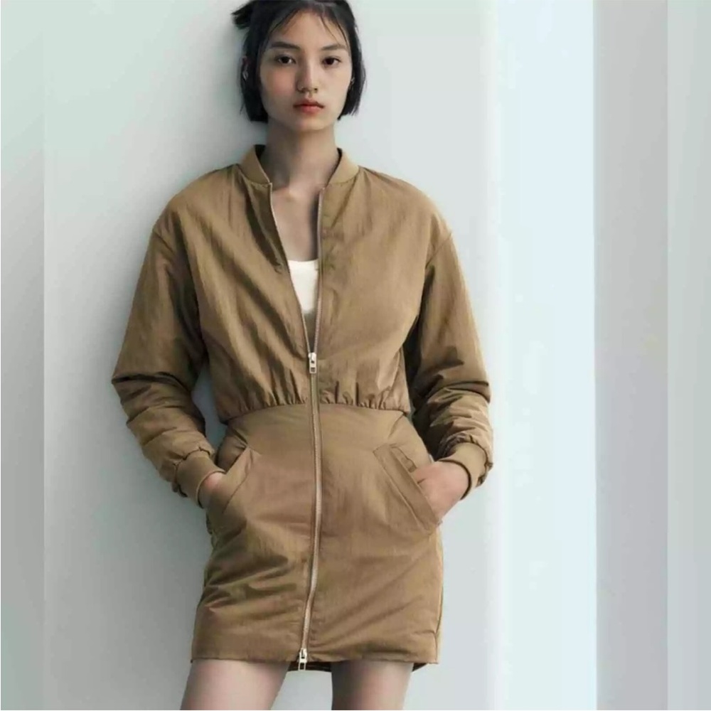 Zara Quilted Bomber Puff Dress